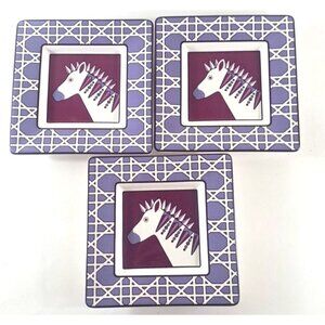 Jonathan Adler Happy Chic Zebra Bread Dessert Plates 3 Square Purple 6.5"